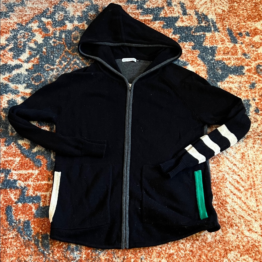 Cozy Zaket & Plover Black and White Women’s Hoodie with Green Accents